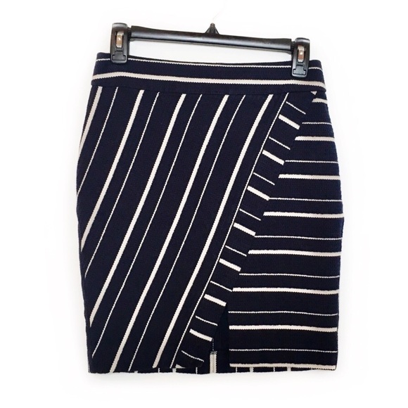 LOFT Dresses & Skirts - LOFT Navy Striped Tulip Faux Wrap Pencil Skirt 2P